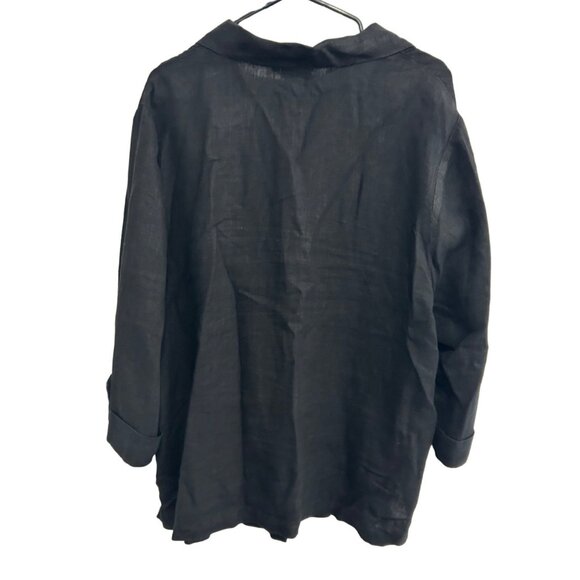 Black Linen Button-Up Womens Shirt By Hot Cotton Marc Ware Sz 1X - Picture 2 of 9